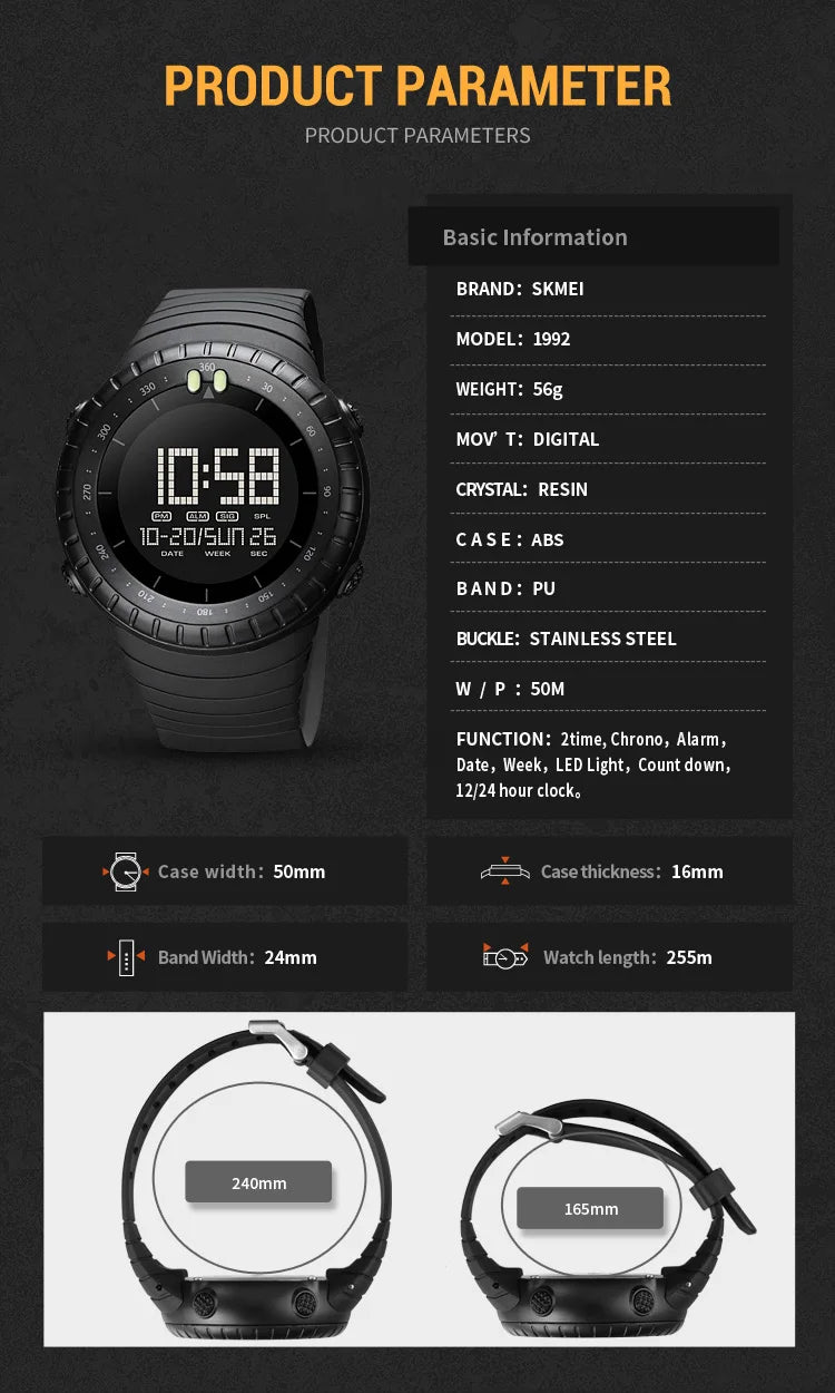 Fashion Sport Digital Watch Men Waterproof Chrono Alarm Outdoor Electronic Clock Man SKMEI Military Wristwatch Relogio Masculino