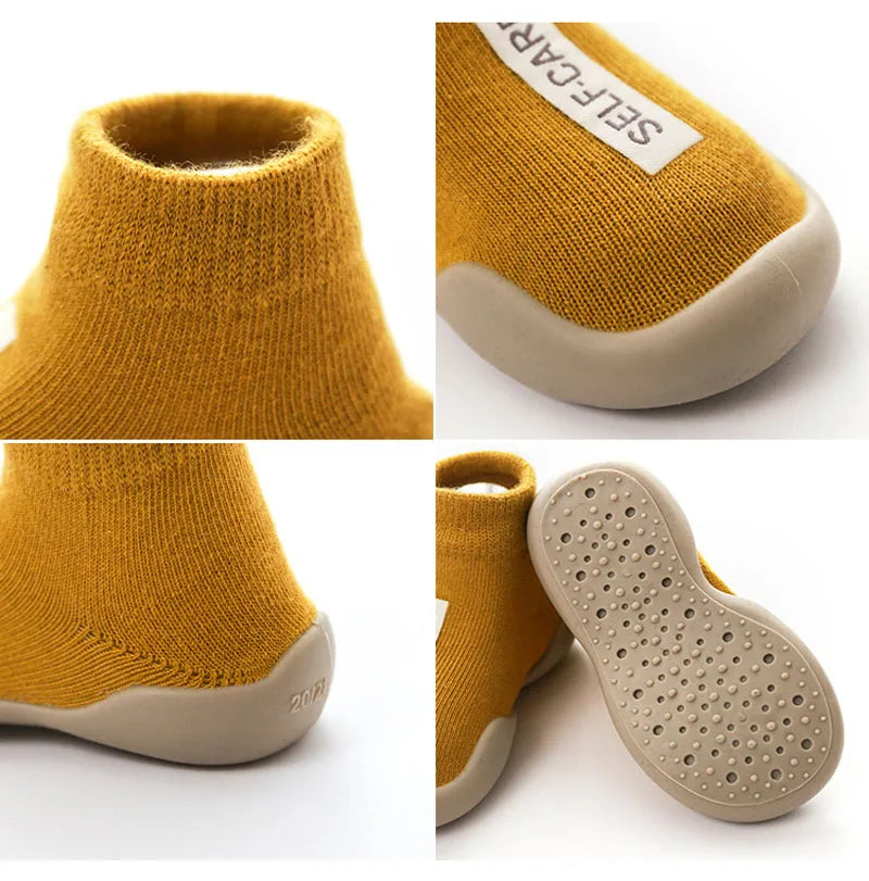 Baby Shoes Toddler First Walkers Infant Boys Girls Kids Rubber Soft Non-Slip Sole Floor Barefoot Casual Shoes Knit Booties