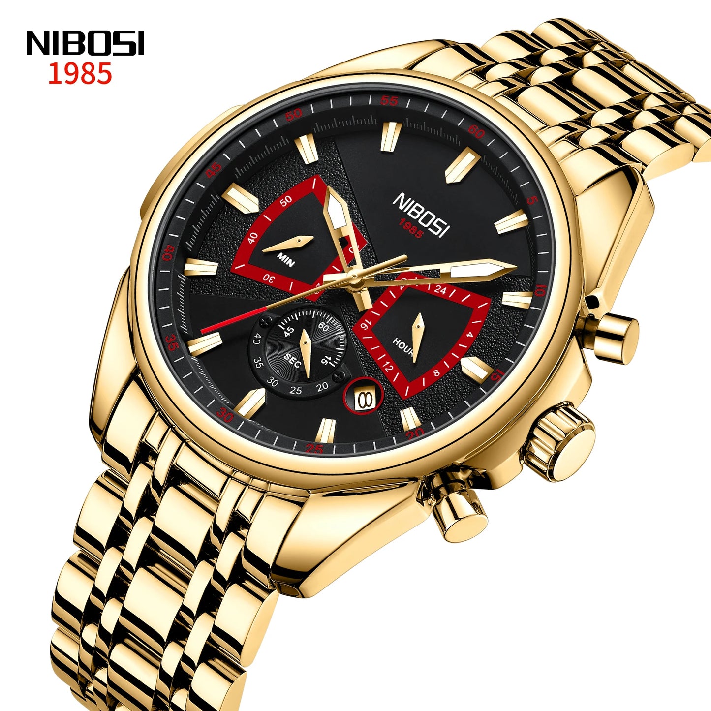 NIBOSI Brand Mens Watches Brand Luxury Military Sports Chronograph Waterproof Quartz Watch For Men Wristwatch Reloj Hombre
