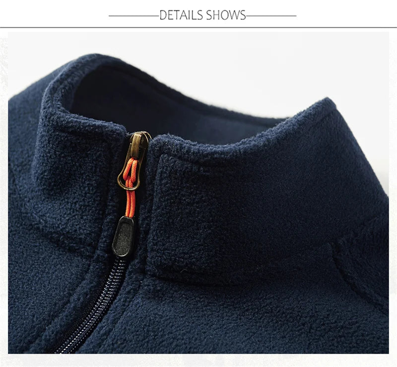 BROWON Brand Men Jackets 2025 Spring and Autumn New Men Fleece Jacket Solid Color Stand Collar Polar Fleece Jacket Men Clothing