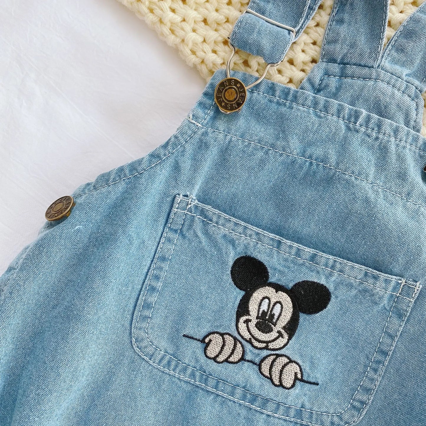 Mickey Mouse Newborn Baby Clothes Summer 2021 Girls Boy Cowboy Children Rompers Disney Cartoon Jumpsuit Sling Strap Kids Outfits