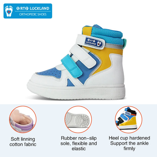 Toddler Kids Shoes Children Orthopedic Sneakers High Back Ankle Support Leather Anti-Slip Sole Running Footwear 2-7 Years