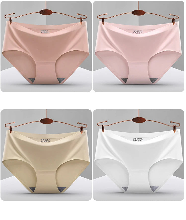 TrowBridge 10PCS/Set Women's Panties Solid Seamless Underwear Plus Size Comfortable Briefs Silk Satin Lingerie Health Underpants