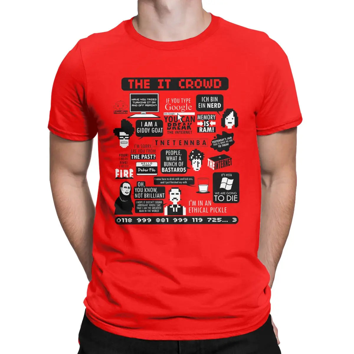 Men T-Shirts The IT Crowd Quotes Unique Pure Cotton Tee Shirt Short Sleeve Computer Programmer T Shirts Crewneck Clothes Graphic