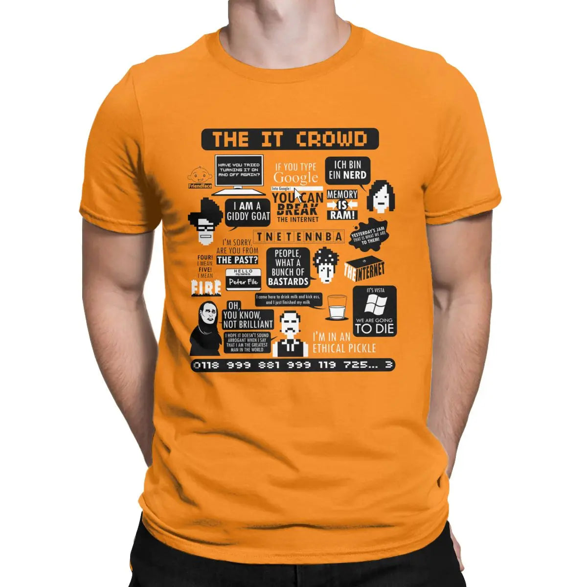 Men T-Shirts The IT Crowd Quotes Unique Pure Cotton Tee Shirt Short Sleeve Computer Programmer T Shirts Crewneck Clothes Graphic