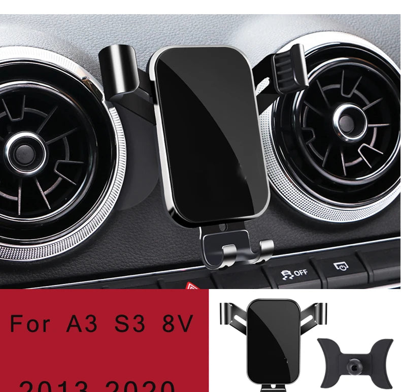 Car Phone Holder For Audi A3 S3 RS3 8V Q2 SQ2 Air Vent Mount Car Styling Bracket GPS Stand Rotatable Support Mobile Accessories