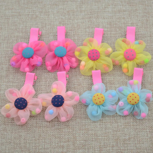2PCS/lot Hot Sale Children New Hair Clips Cute  Flowers Safety Barrettes BB Clip Little Girls Gifts Kids Hair Accessories