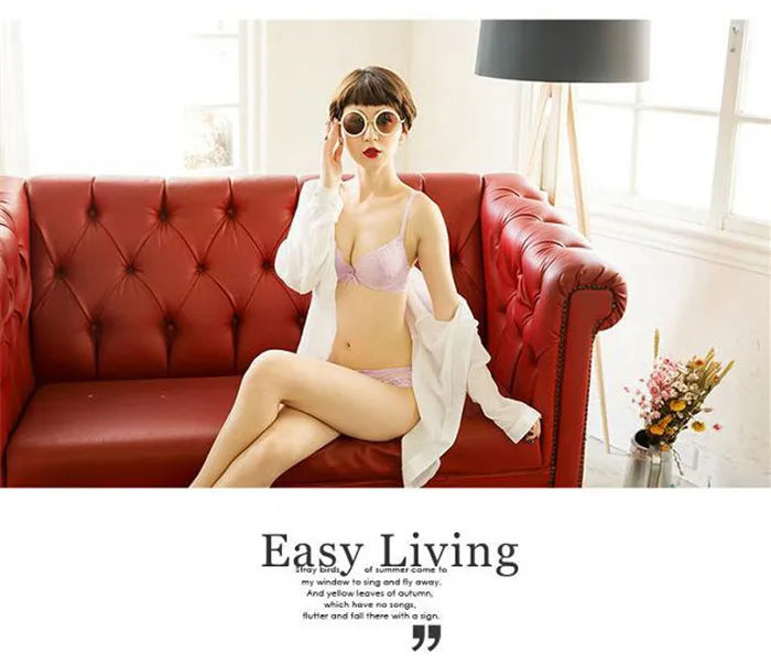 European Style Sexy Bra Set Women Cotton Underwear Sexy Lace Panties Female Push Up Brassiere Fashion Solid Color Lingerie Set