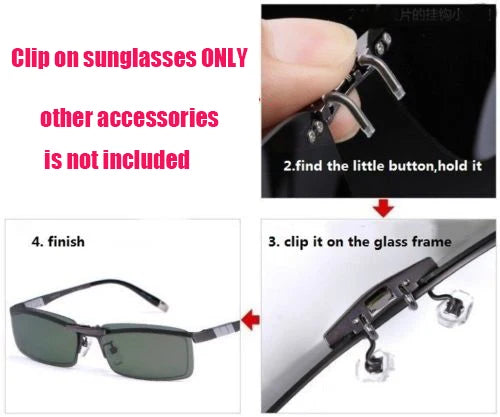 Polarized Clip On Sunglasses Men Women Small Clip Driving Sun Glasses Day Night Vision Lens For Myopia Glasses Eyeglasses UV400