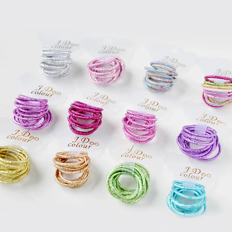 10PCS/Lot Kids Shiny Hair Accessories Hairbands Ponytail Holder Girls Scrunchies High Elastic Thumb Mini Rubber Band Hair Ropes