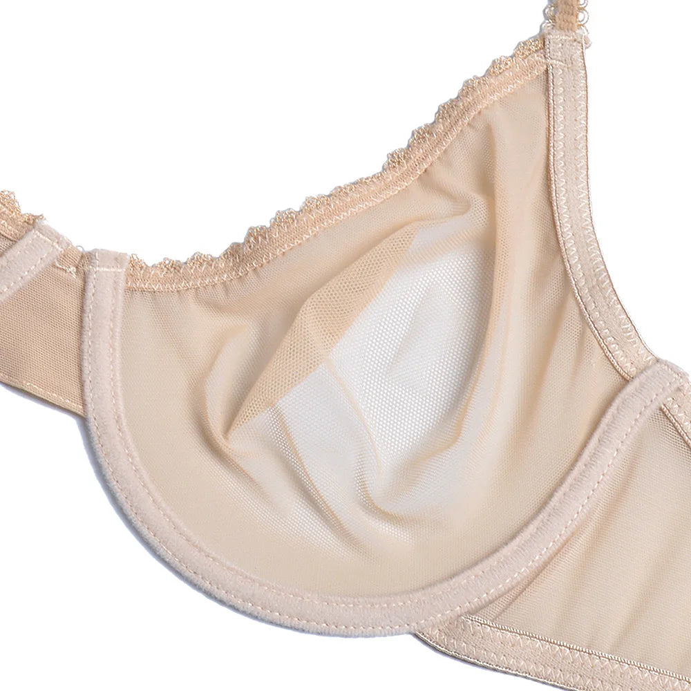 Women mesh bra see through panties M L XL XXL XXXL sexy gauze Thin transparent Bras B C D E F 75 80 85 90 95 100 Dropship