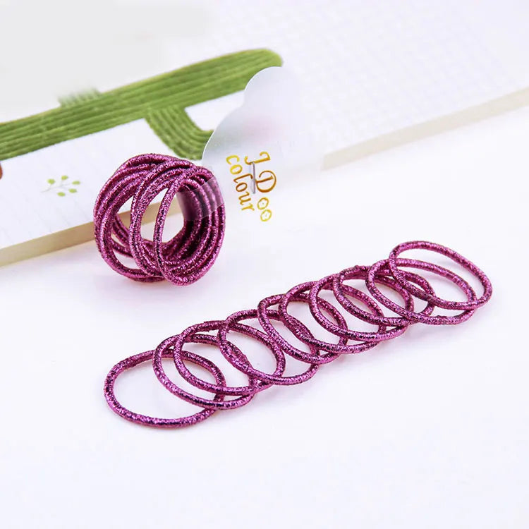 10PCS/Lot Kids Shiny Hair Accessories Hairbands Ponytail Holder Girls Scrunchies High Elastic Thumb Mini Rubber Band Hair Ropes