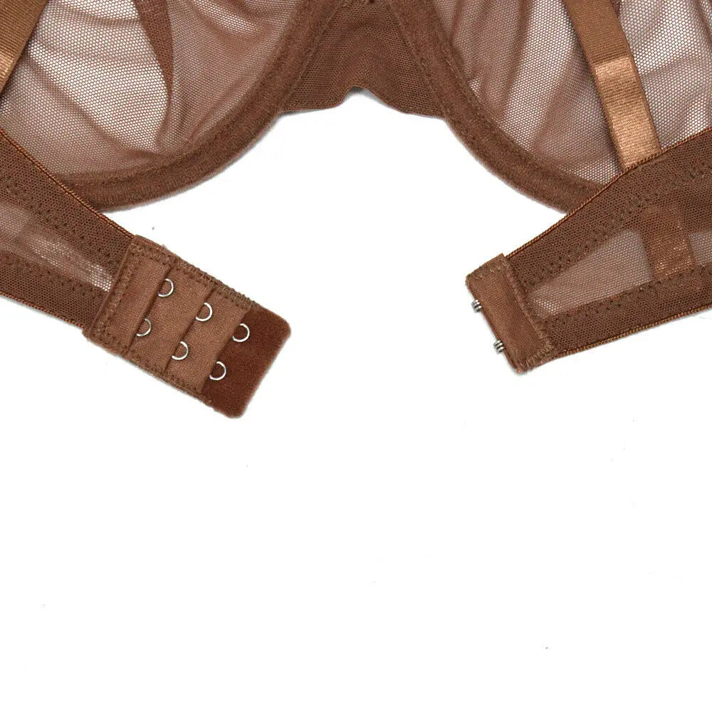 Women mesh bra see through panties M L XL XXL XXXL sexy gauze Thin transparent Bras B C D E F 75 80 85 90 95 100 Dropship