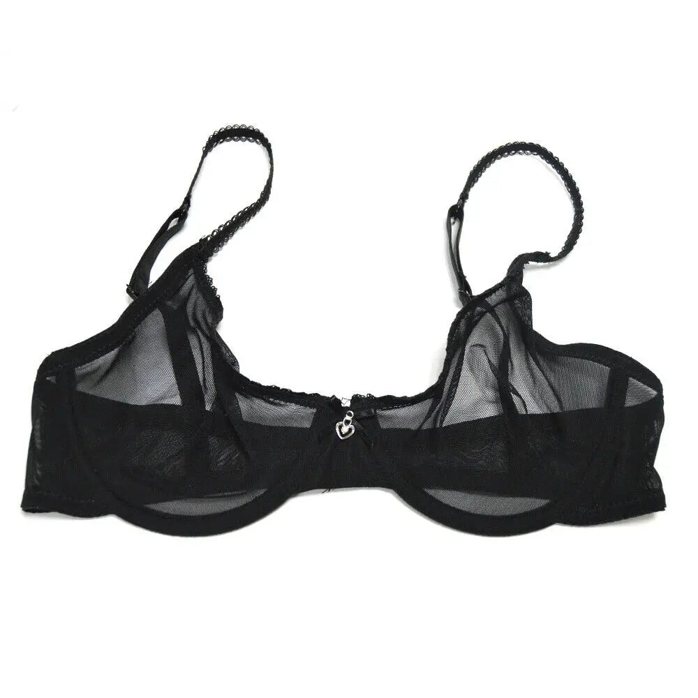 Women mesh bra see through panties M L XL XXL XXXL sexy gauze Thin transparent Bras B C D E F 75 80 85 90 95 100 Dropship