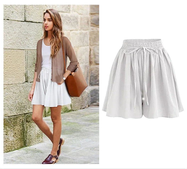 Summer Women Shorts High Waist Loose Chiffon Shorts Female Slacks Female Shorts 8001