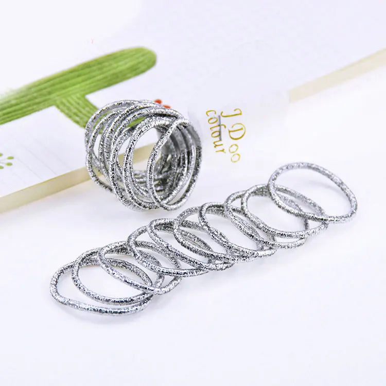 10PCS/Lot Kids Shiny Hair Accessories Hairbands Ponytail Holder Girls Scrunchies High Elastic Thumb Mini Rubber Band Hair Ropes