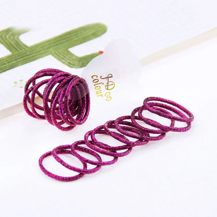 10PCS/Lot Kids Shiny Hair Accessories Hairbands Ponytail Holder Girls Scrunchies High Elastic Thumb Mini Rubber Band Hair Ropes