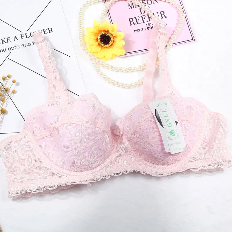 Top Women Underwear Sexy Push Up Bras 3/4 Cup Padded Lace Sheer Bra Cup B ONLY Women Bra