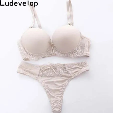 Women Underwear Solid Vs Bra Thong Sets Sexy Plus Size Lingerie Suit Lace Bra And Panties Female Push Up Bra Set