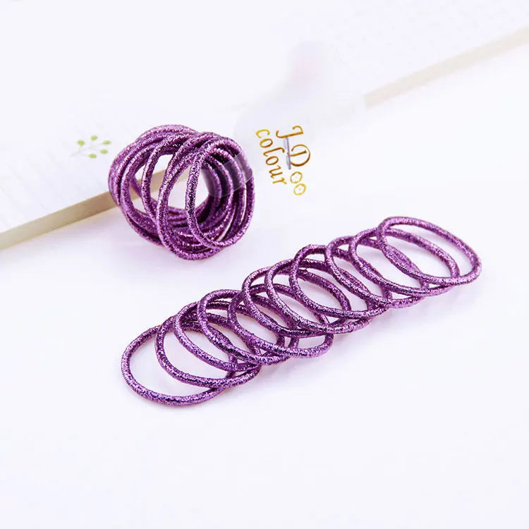 10PCS/Lot Kids Shiny Hair Accessories Hairbands Ponytail Holder Girls Scrunchies High Elastic Thumb Mini Rubber Band Hair Ropes