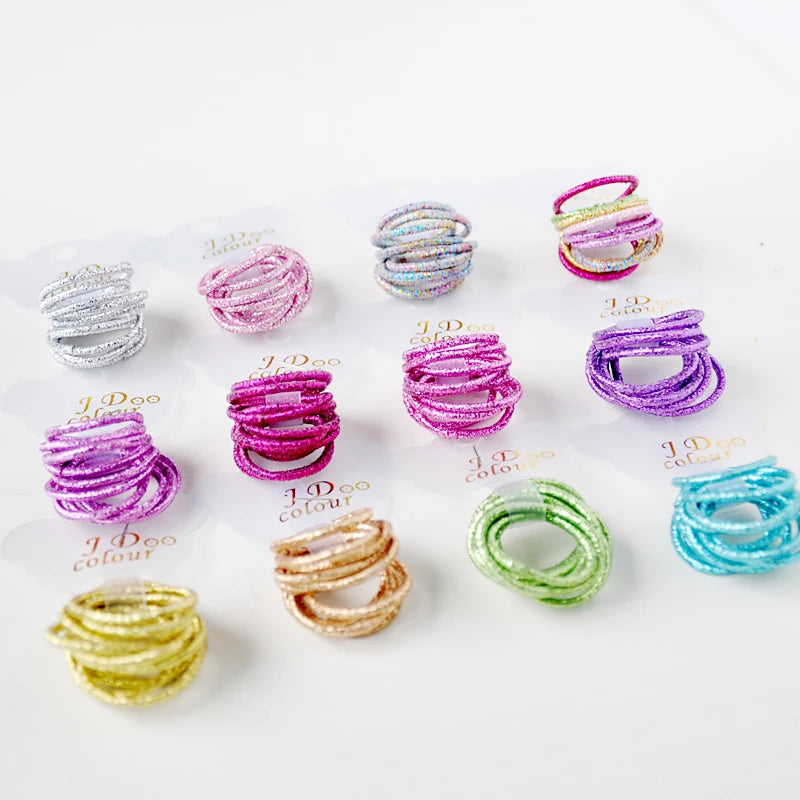 10PCS/Lot Kids Shiny Hair Accessories Hairbands Ponytail Holder Girls Scrunchies High Elastic Thumb Mini Rubber Band Hair Ropes
