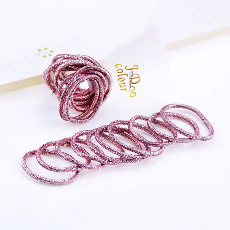 10PCS/Lot Kids Shiny Hair Accessories Hairbands Ponytail Holder Girls Scrunchies High Elastic Thumb Mini Rubber Band Hair Ropes
