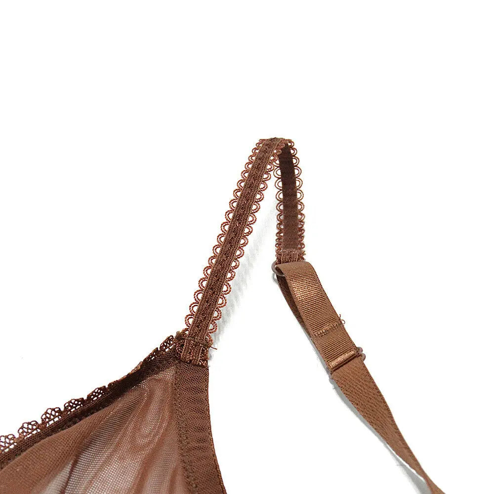 Women mesh bra see through panties M L XL XXL XXXL sexy gauze Thin transparent Bras B C D E F 75 80 85 90 95 100 Dropship