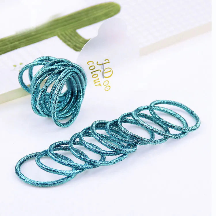 10PCS/Lot Kids Shiny Hair Accessories Hairbands Ponytail Holder Girls Scrunchies High Elastic Thumb Mini Rubber Band Hair Ropes