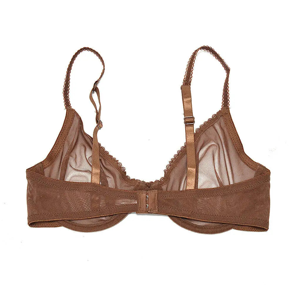 Women mesh bra see through panties M L XL XXL XXXL sexy gauze Thin transparent Bras B C D E F 75 80 85 90 95 100 Dropship