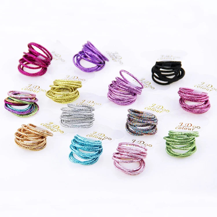 10PCS/Lot Kids Shiny Hair Accessories Hairbands Ponytail Holder Girls Scrunchies High Elastic Thumb Mini Rubber Band Hair Ropes