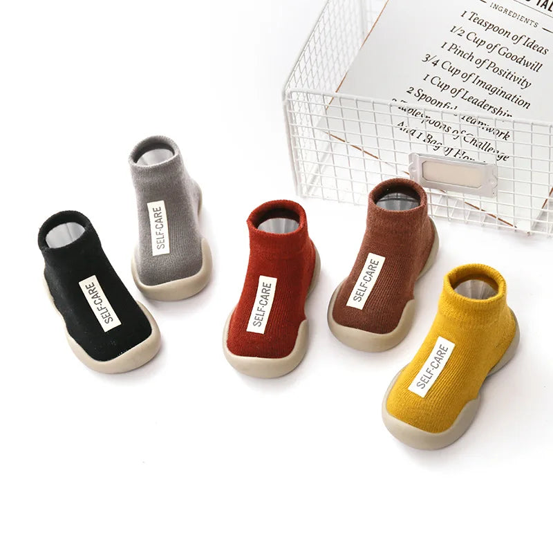 Baby Shoes Toddler First Walkers Infant Boys Girls Kids Rubber Soft Non-Slip Sole Floor Barefoot Casual Shoes Knit Booties