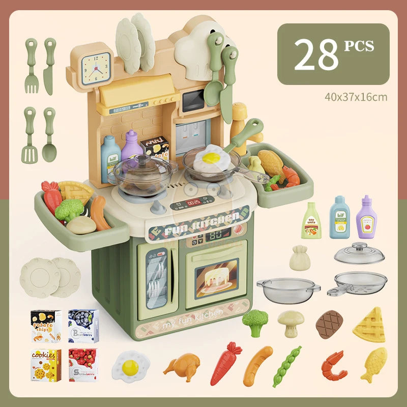 Kids Kitchen Toys Simulational Dinnerware Pretend Play Chef Game Role Play Cooking Food Table Educational Toy For Children Gift