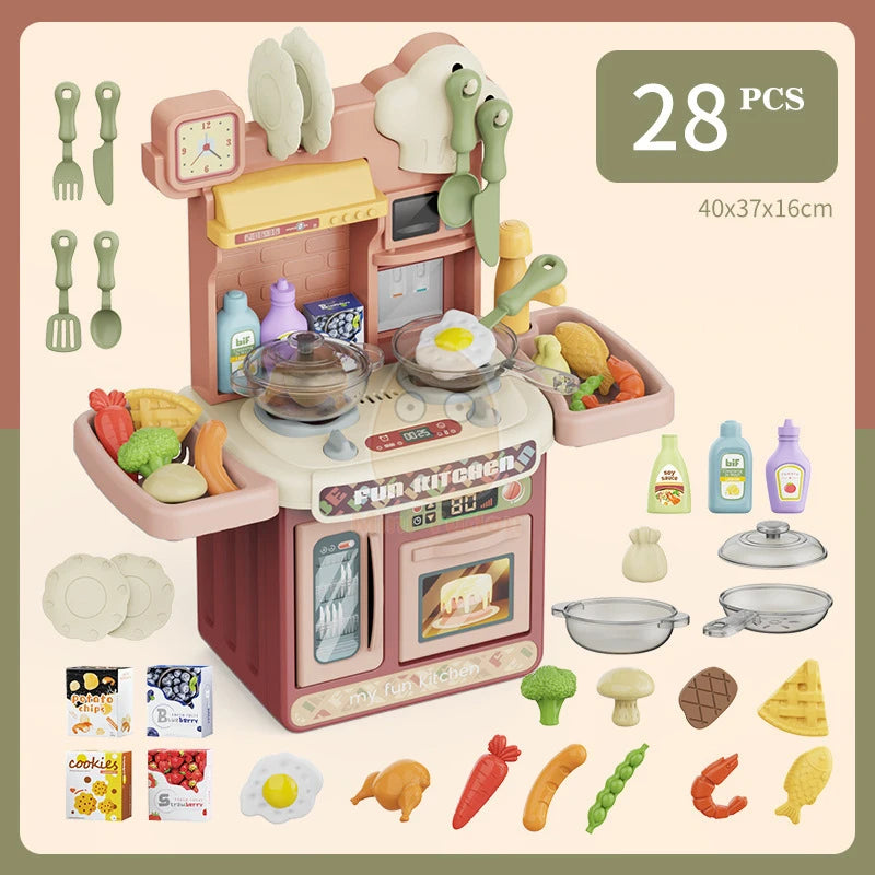 Kids Kitchen Toys Simulational Dinnerware Pretend Play Chef Game Role Play Cooking Food Table Educational Toy For Children Gift
