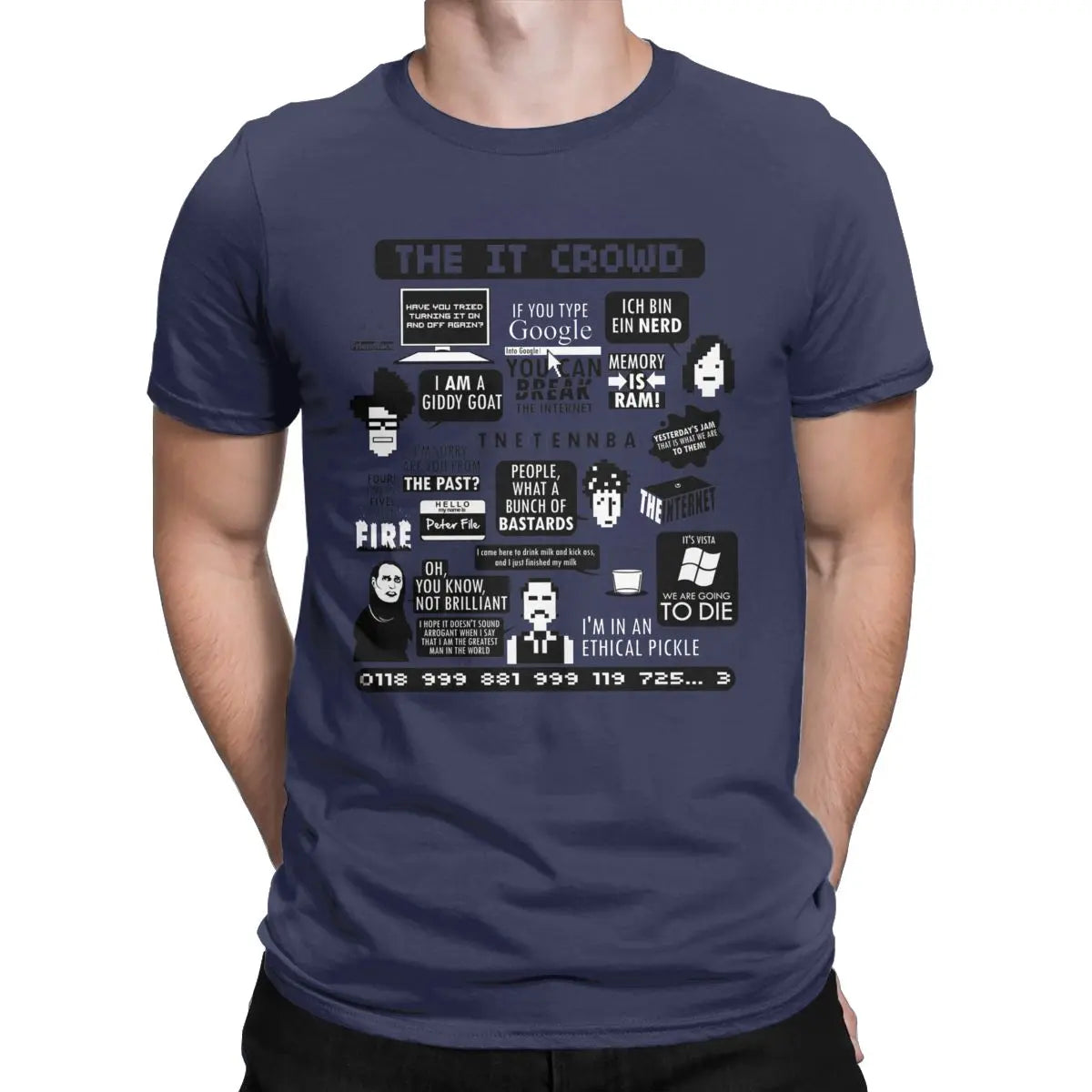 Men T-Shirts The IT Crowd Quotes Unique Pure Cotton Tee Shirt Short Sleeve Computer Programmer T Shirts Crewneck Clothes Graphic