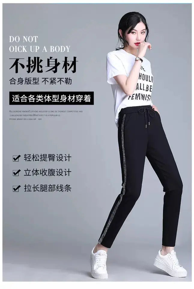 Women Pants 20-Foot Women's Fall Women's Clothing Casual Sports Pants Female Black Pants Loose Pantalones De Mujer