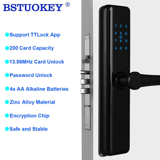 RFID Smart Door Lock Bluetooth/WiFi & Keypad, TTLock Smart Life Compatible Home/Hotel Security MIFARE Encrypted Multi-Point lock