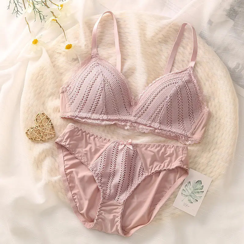 Women Briefs Female Intimates Lace Bra Sets Seamless Underwear Plus Size Sexy Panties Lingerie Padded Bralette Ultrathin ABC Bra