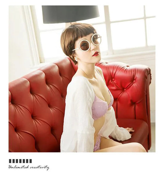 European Style Sexy Bra Set Women Cotton Underwear Sexy Lace Panties Female Push Up Brassiere Fashion Solid Color Lingerie Set