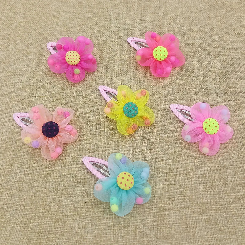 2PCS/lot Hot Sale Children New Hair Clips Cute  Flowers Safety Barrettes BB Clip Little Girls Gifts Kids Hair Accessories