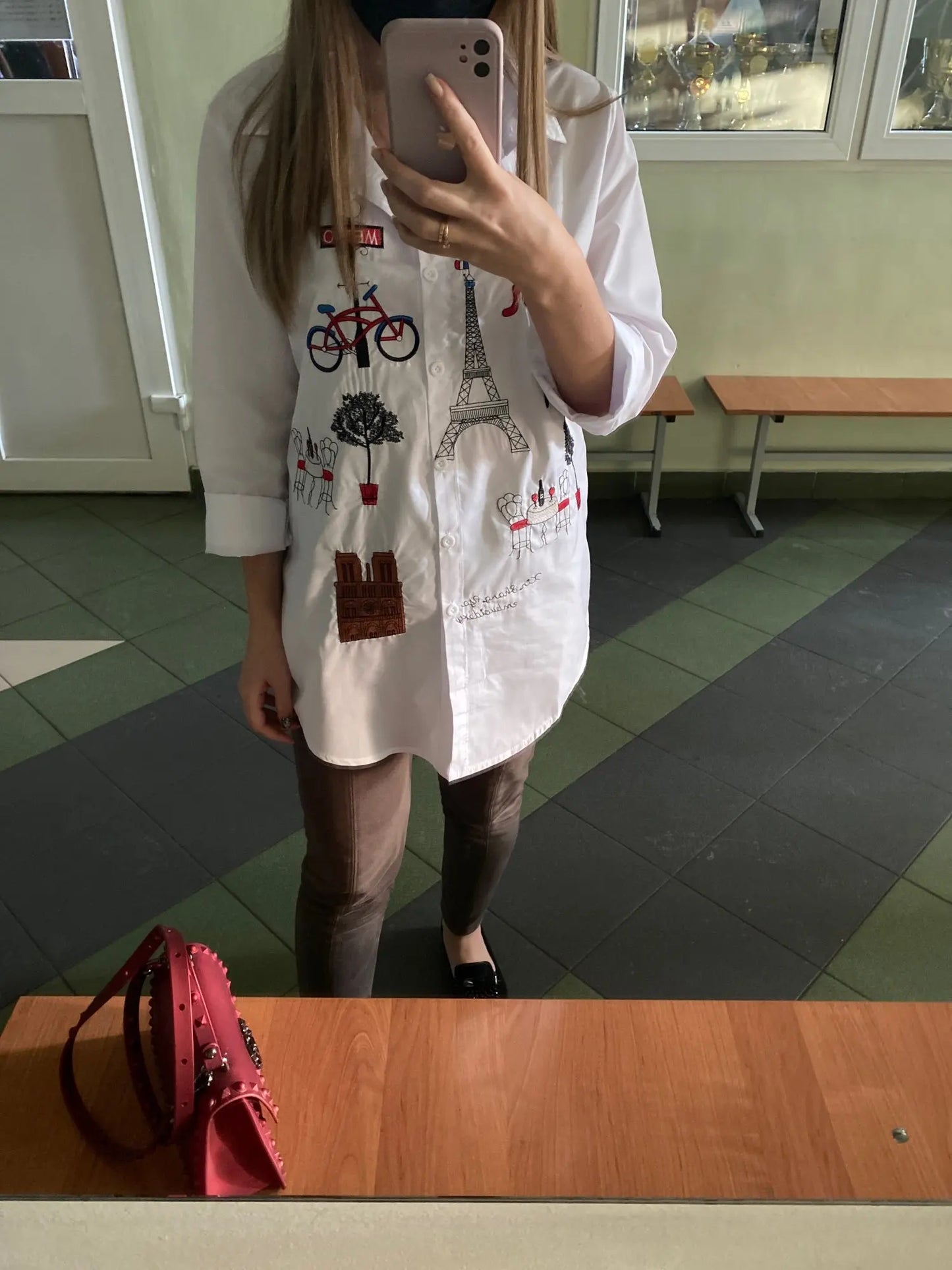 White Women Shirt Long Sleeve Cotton Blouse Office Lady Elegant Embroidery Casual Tops Turn Down Collar Clothing