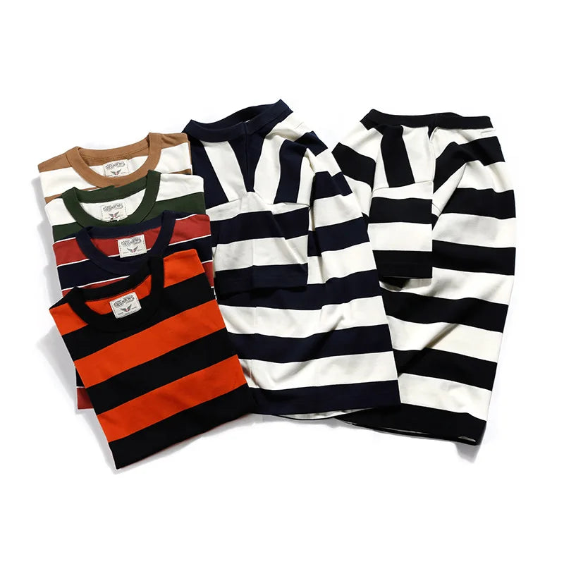 Summer Fashion Short Sleeve T-shirts For Men Classical Zebra Striped Heavy Thick Tees Male Casual Large Size Loose Pullover Tops