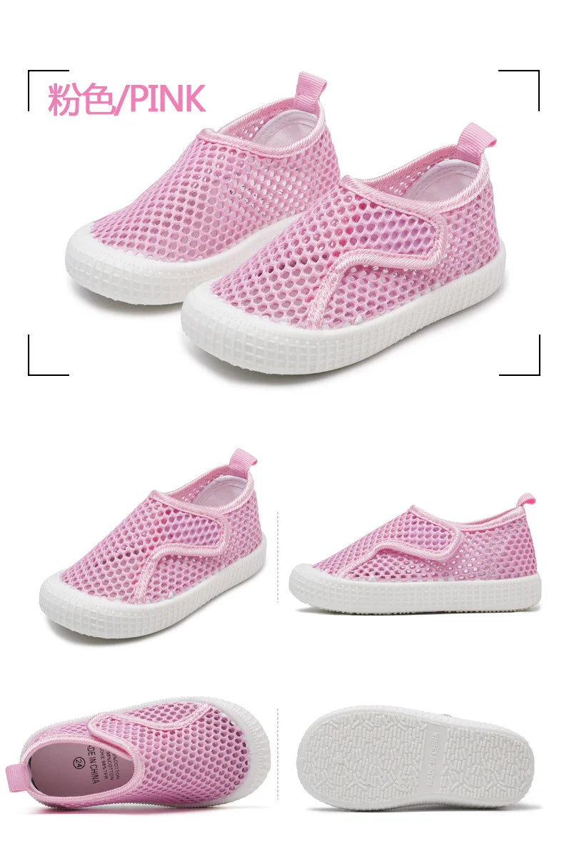 Kids Summer Shoes for Boys Girls Toddlers Children Casual Flats Air Mesh Net Breathable Hollow Cut-outs Sneakers Soft Fashion