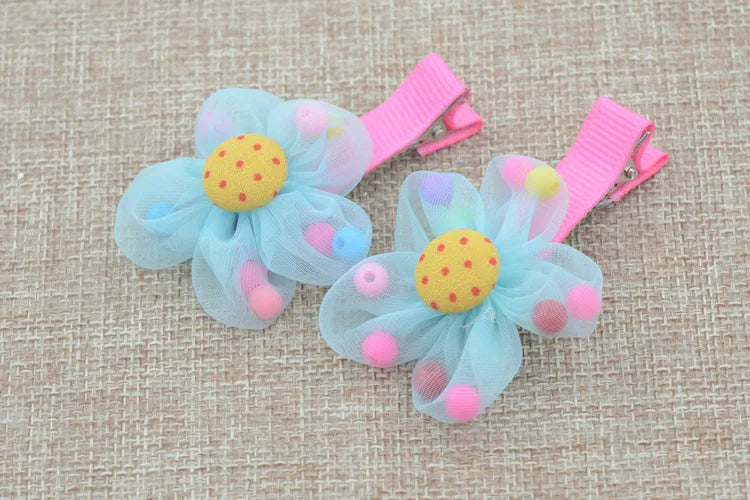 2PCS/lot Hot Sale Children New Hair Clips Cute  Flowers Safety Barrettes BB Clip Little Girls Gifts Kids Hair Accessories