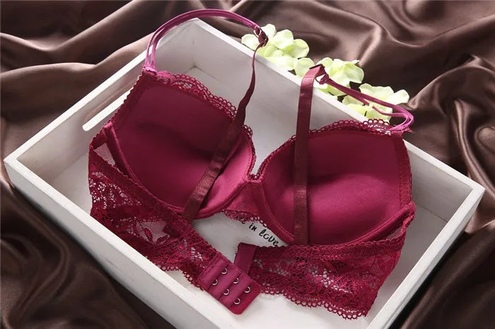 European Style Sexy Bra Set Women Cotton Underwear Sexy Lace Panties Female Push Up Brassiere Fashion Solid Color Lingerie Set