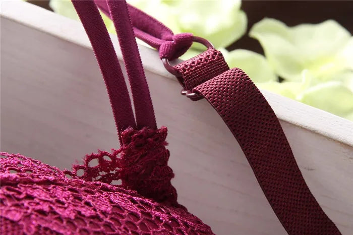 European Style Sexy Bra Set Women Cotton Underwear Sexy Lace Panties Female Push Up Brassiere Fashion Solid Color Lingerie Set