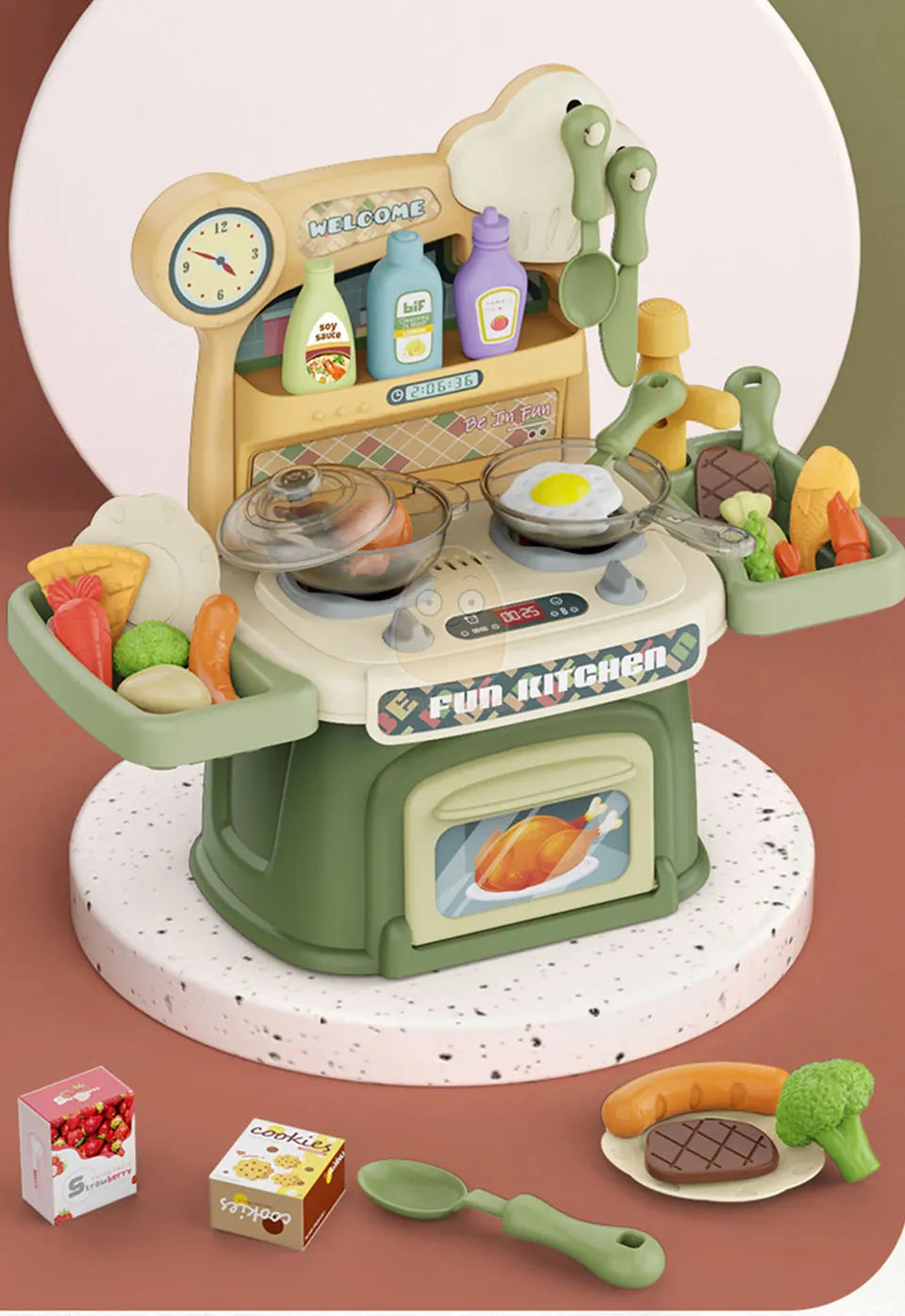 Kids Kitchen Toys Simulational Dinnerware Pretend Play Chef Game Role Play Cooking Food Table Educational Toy For Children Gift