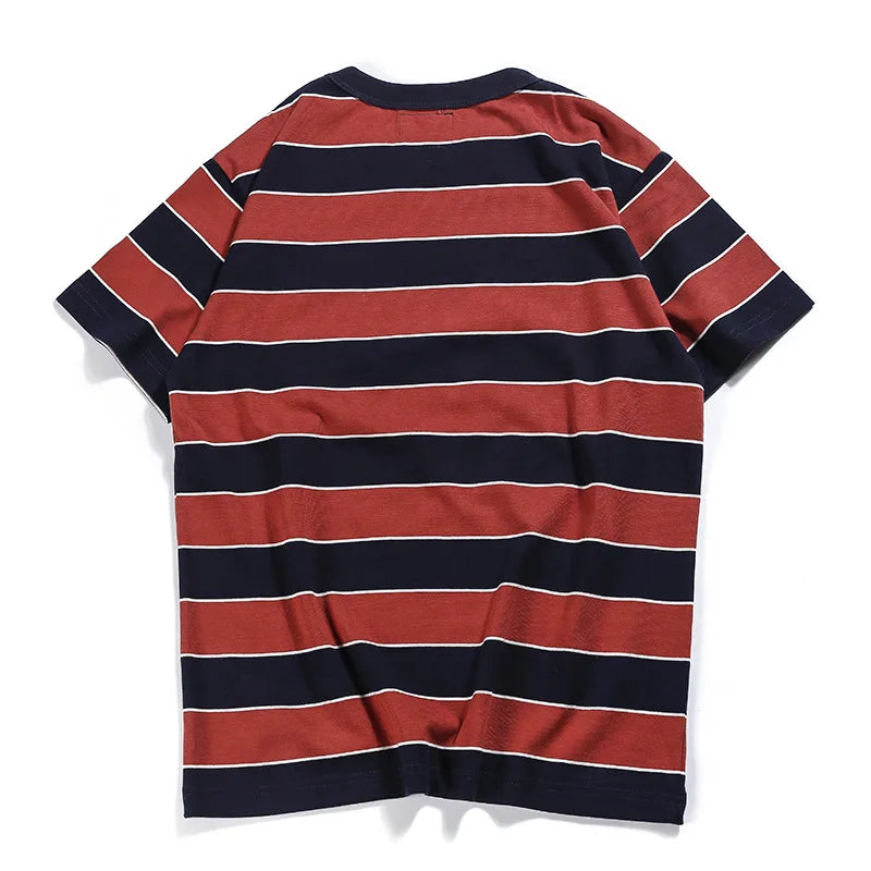 Summer Fashion Short Sleeve T-shirts For Men Classical Zebra Striped Heavy Thick Tees Male Casual Large Size Loose Pullover Tops