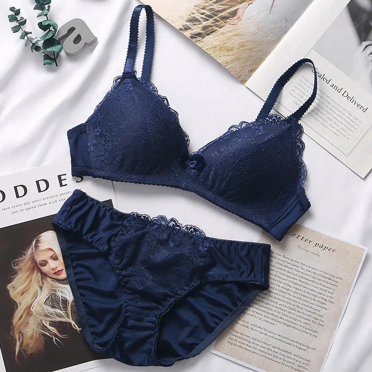 Women Briefs Female Intimates Lace Bra Sets Seamless Underwear Plus Size Sexy Panties Lingerie Padded Bralette Ultrathin ABC Bra