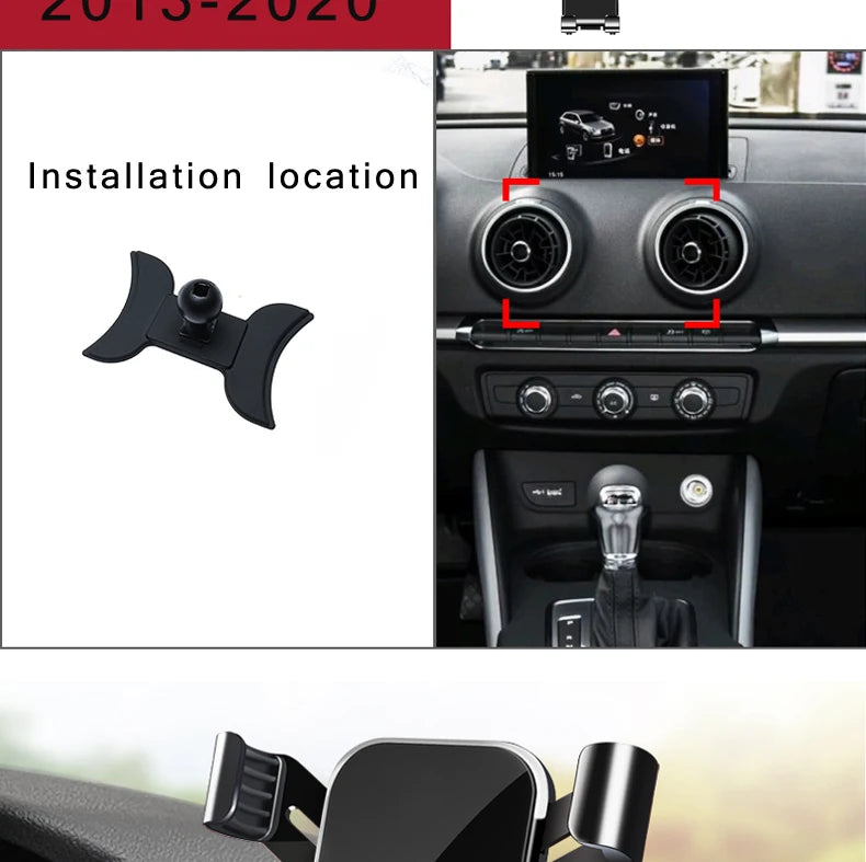 Car Phone Holder For Audi A3 S3 RS3 8V Q2 SQ2 Air Vent Mount Car Styling Bracket GPS Stand Rotatable Support Mobile Accessories