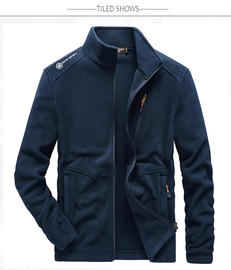 BROWON Brand Men Jackets 2025 Spring and Autumn New Men Fleece Jacket Solid Color Stand Collar Polar Fleece Jacket Men Clothing